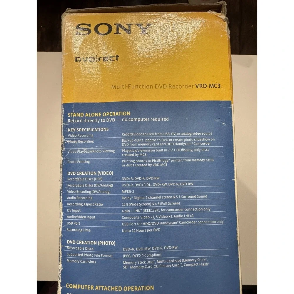 EUC Sony DVDirect VRD-MC3 Multi Function DVD Recorder Transfer Movies Photos